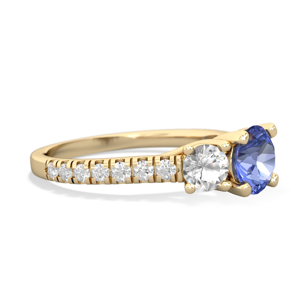 Tanzanite Pave Trellis 14K Yellow Gold ring R5500