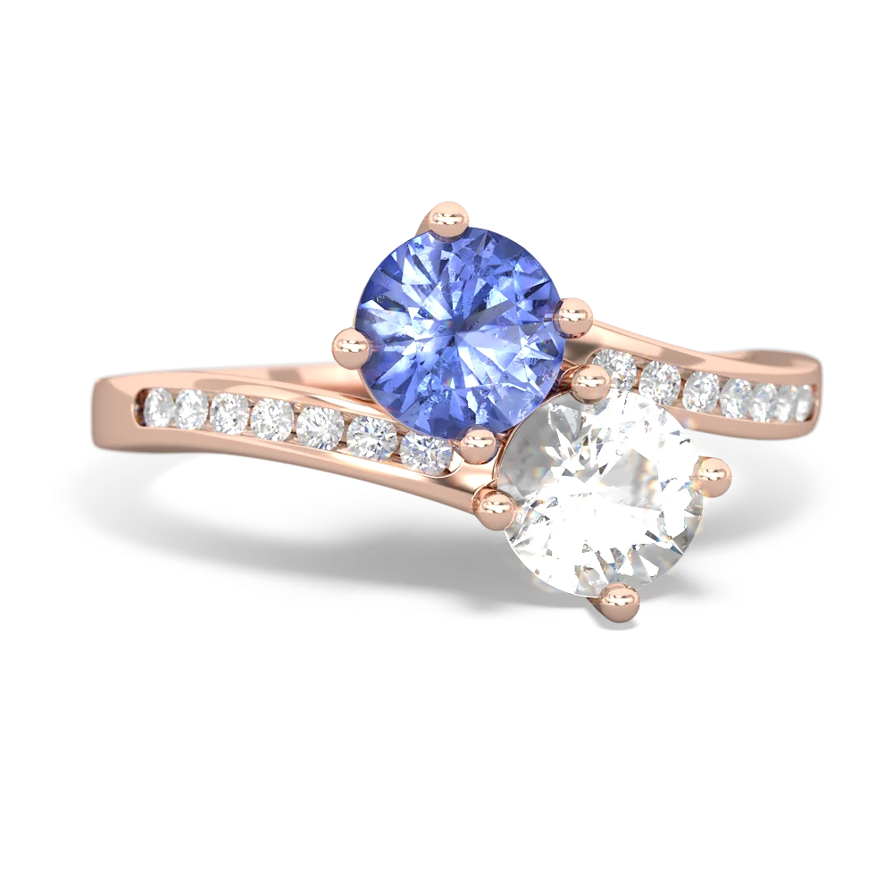 Tanzanite Channel Set Two Stone 14K Rose Gold ring R5303