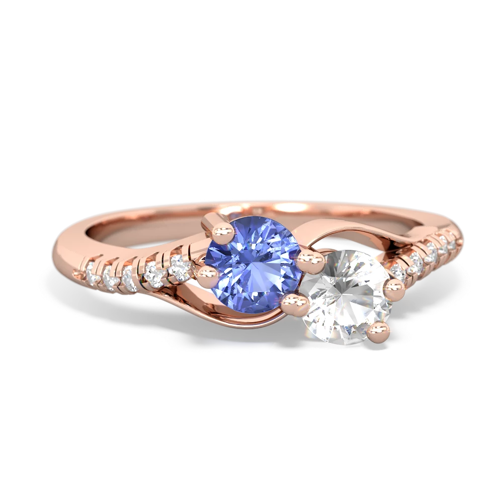 Tanzanite Infinity Pave Two Stone 14K Rose Gold ring R5285