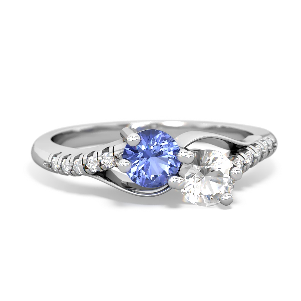 Tanzanite Infinity Pave Two Stone 14K White Gold ring R5285