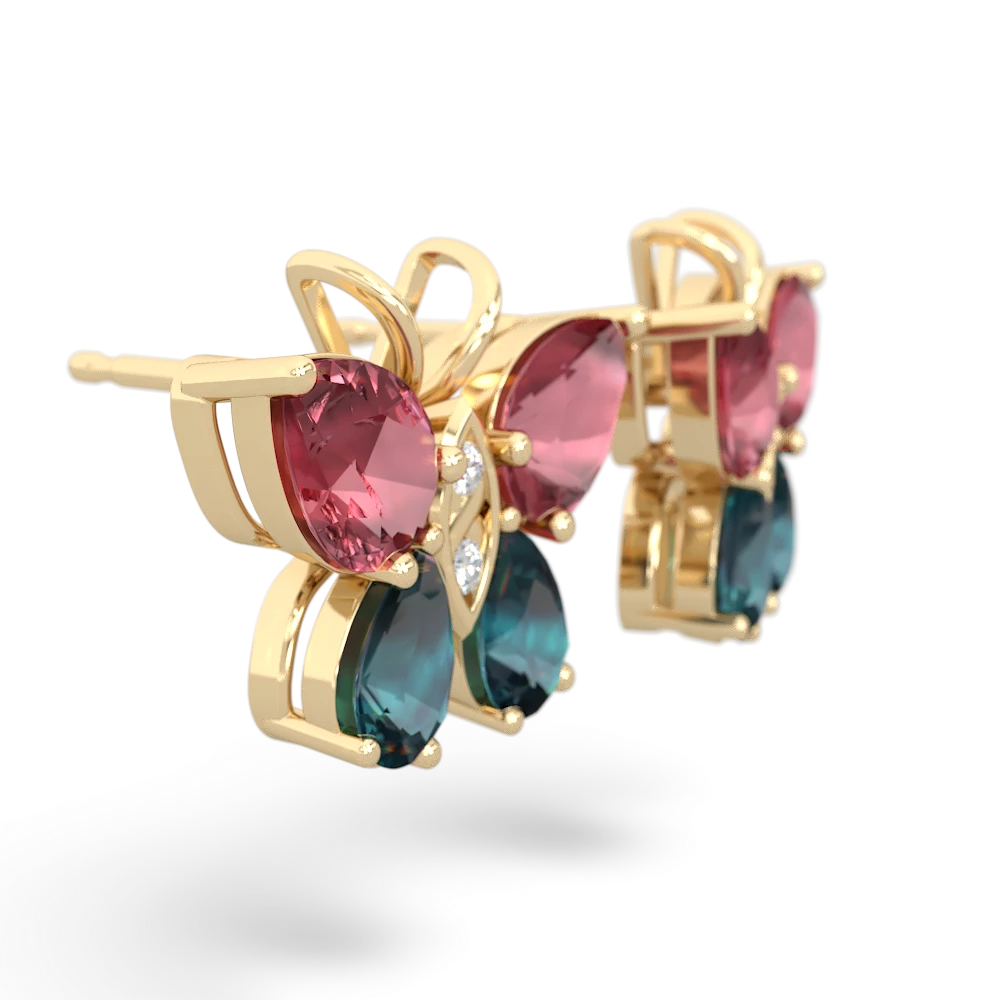 Pink Tourmaline Butterfly 14K Yellow Gold earrings E2215