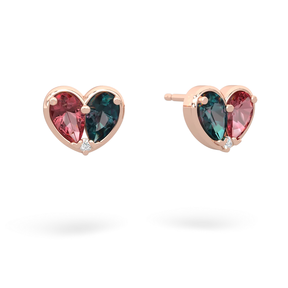 Pink Tourmaline 'Our Heart' 14K Rose Gold earrings E5072