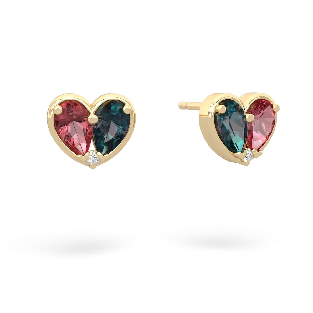 Pink Tourmaline 'Our Heart' 14K Yellow Gold earrings E5072