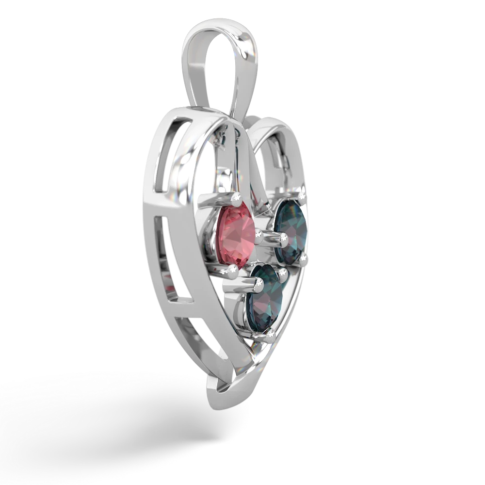 Pink Tourmaline Glowing Heart 14K White Gold pendant P2233