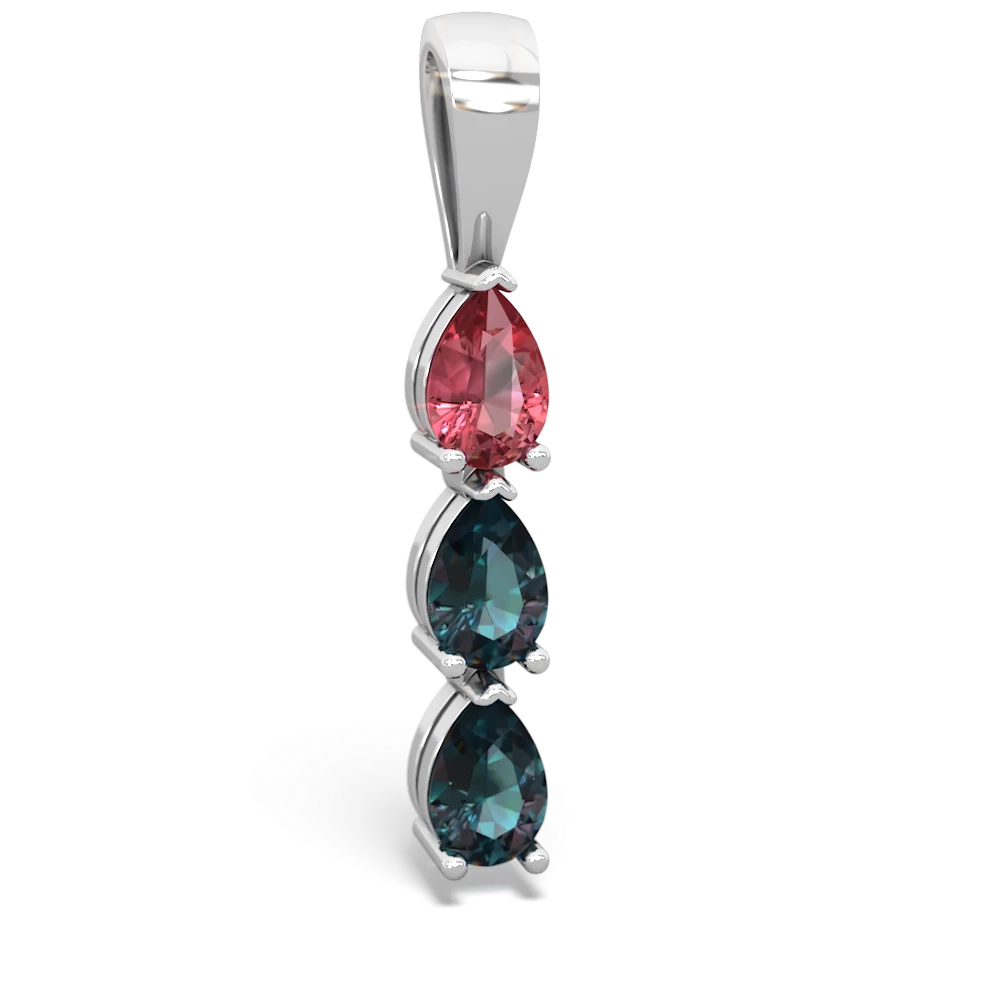 Pink Tourmaline Dew Drops 14K White Gold pendant P2251