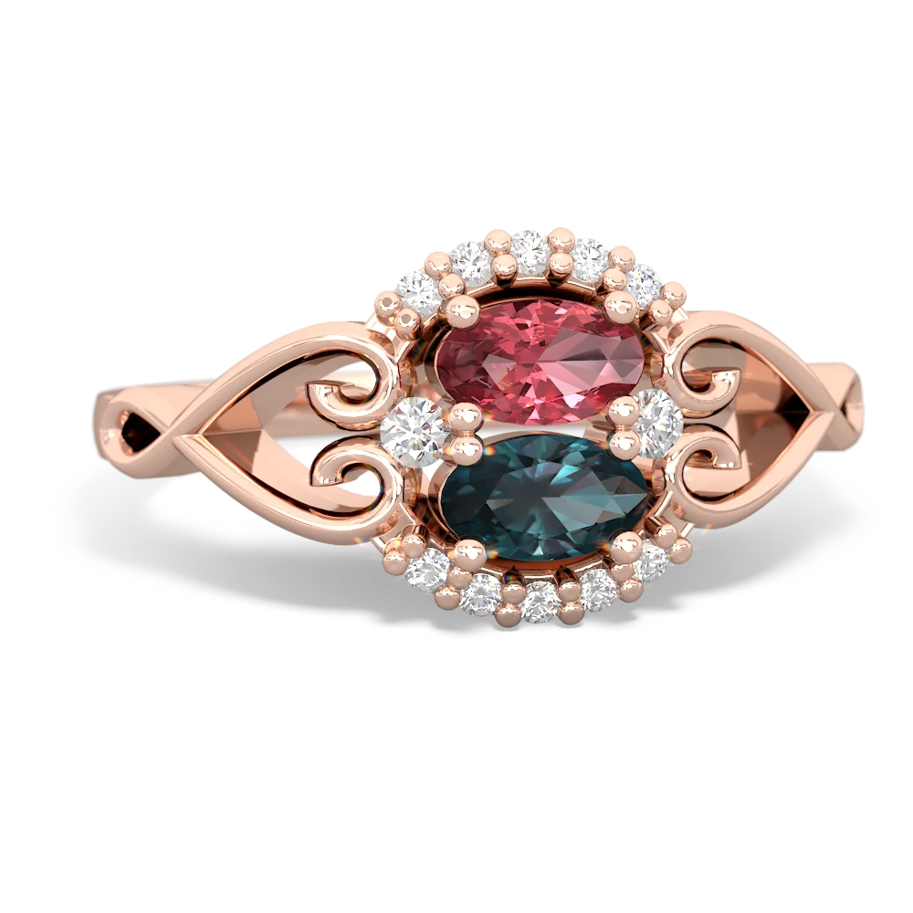 Pink Tourmaline Love Nest 14K Rose Gold ring R5860