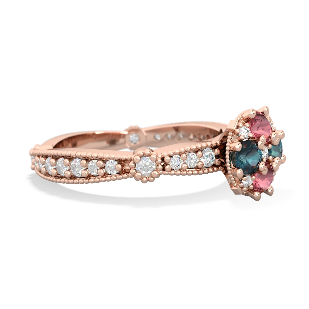 Pink Tourmaline Sparkling Tiara Cluster 14K Rose Gold ring R26293RD