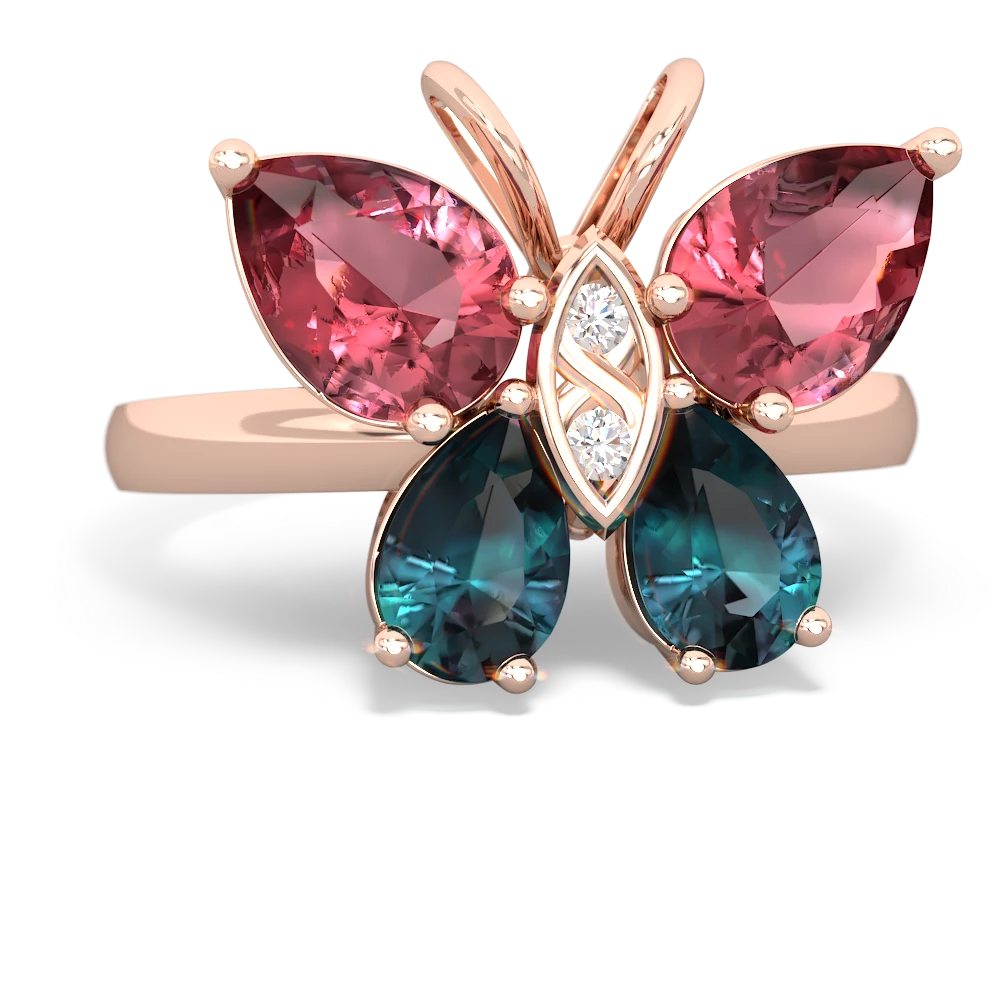 Pink Tourmaline Butterfly 14K Rose Gold ring R2215