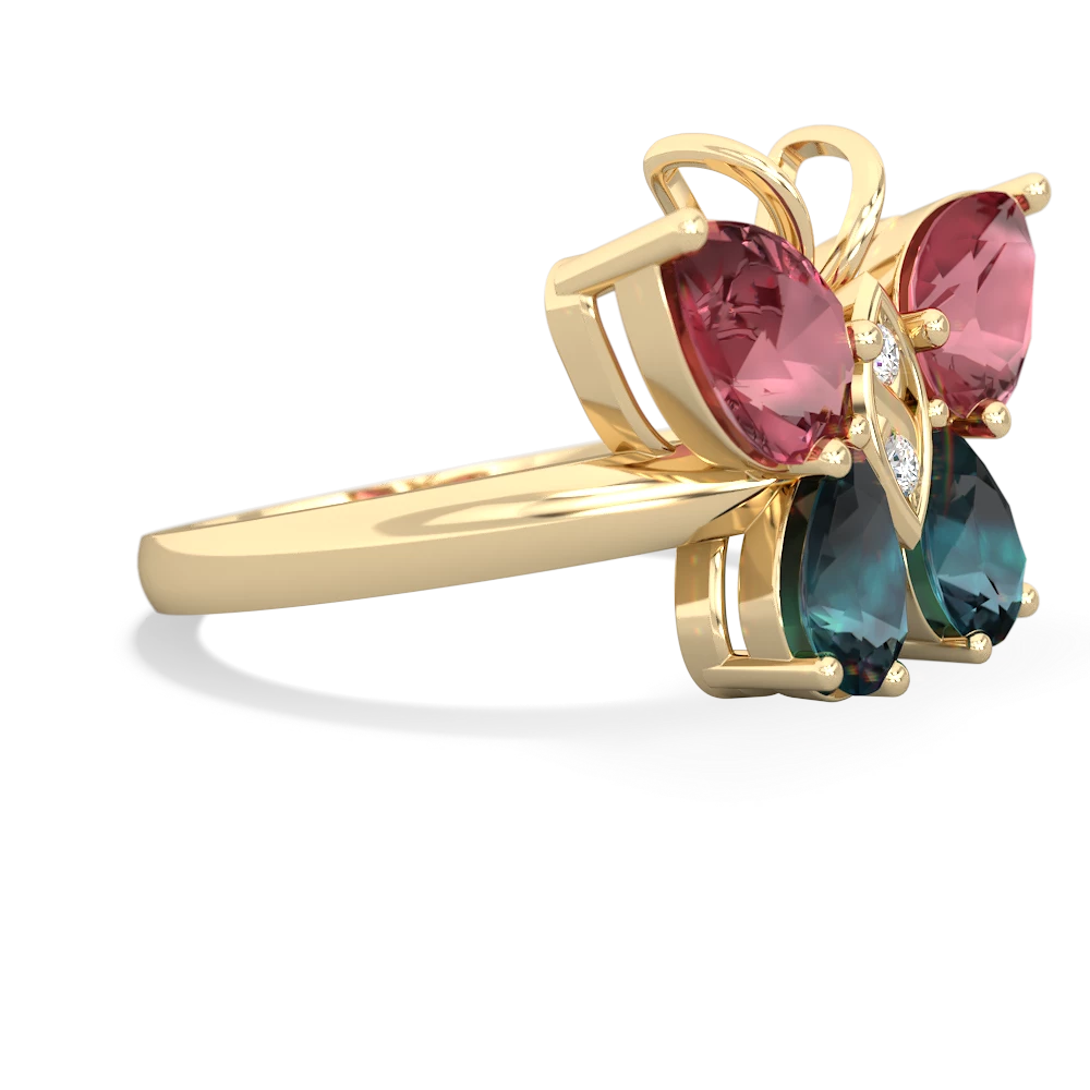 Pink Tourmaline Butterfly 14K Yellow Gold ring R2215