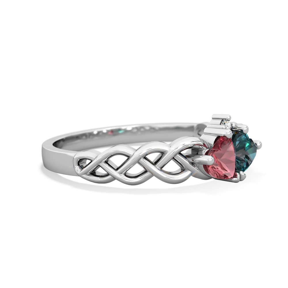 Pink Tourmaline Heart To Heart Braid 14K White Gold ring R5870