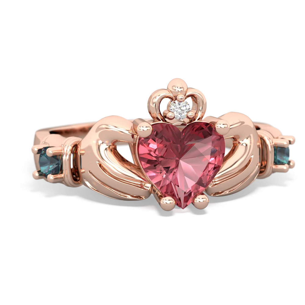 Pink Tourmaline Claddagh Keepsake 14K Rose Gold ring R5245