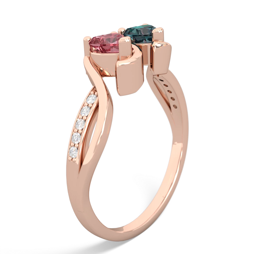 Pink Tourmaline Side By Side 14K Rose Gold ring R3090