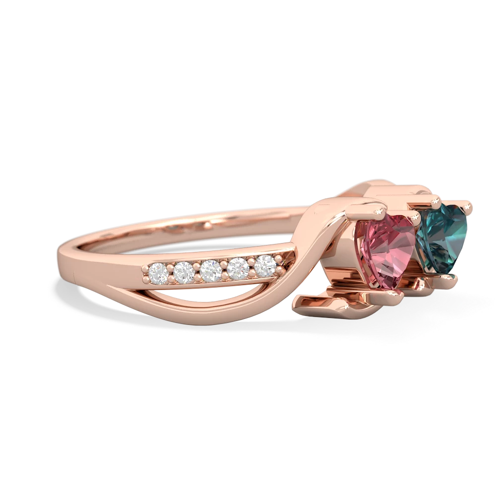 Pink Tourmaline Side By Side 14K Rose Gold ring R3090