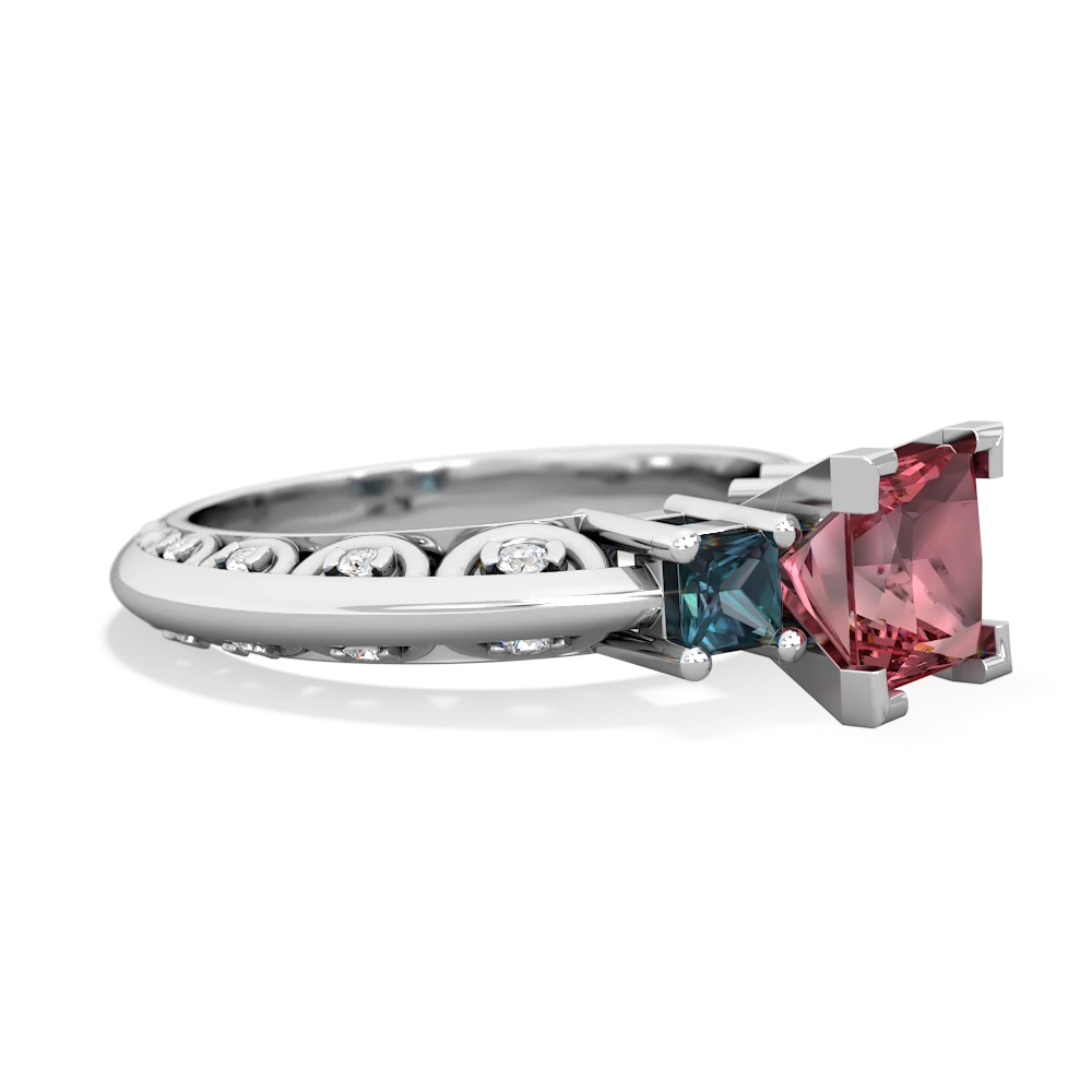 Pink Tourmaline Eternal Embrace Engagement 14K White Gold ring C2001