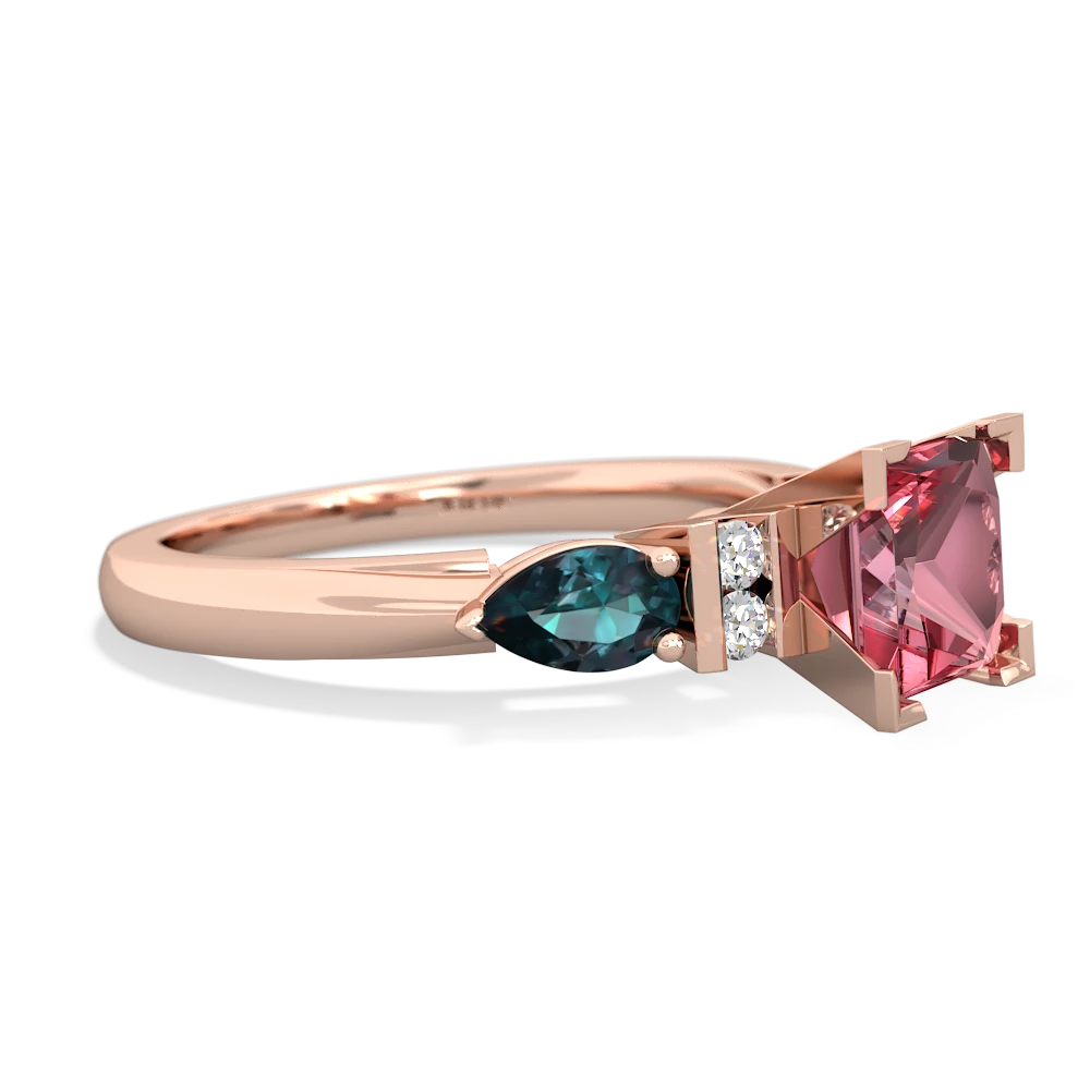 Pink Tourmaline 6Mm Princess Eternal Embrace Engagement 14K Rose Gold ring C2002