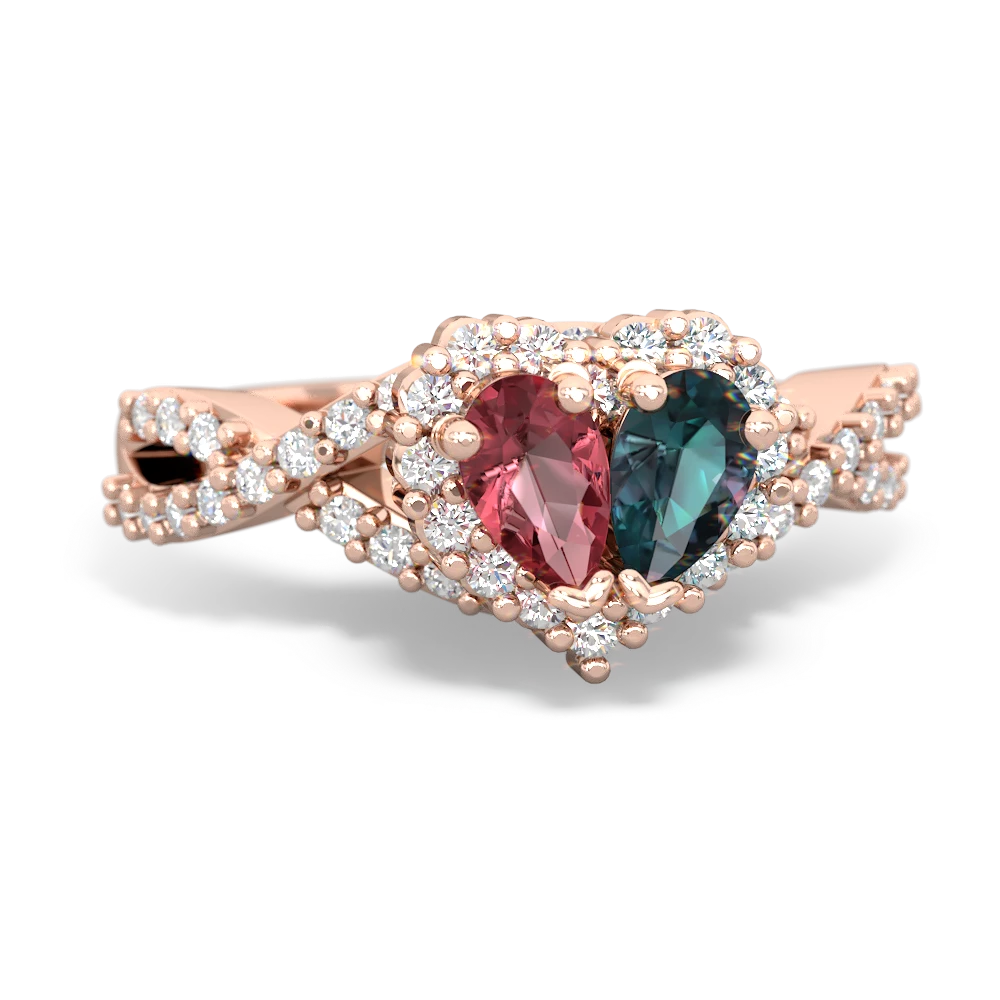 Pink Tourmaline Diamond Twist 'One Heart' 14K Rose Gold ring R2640HRT