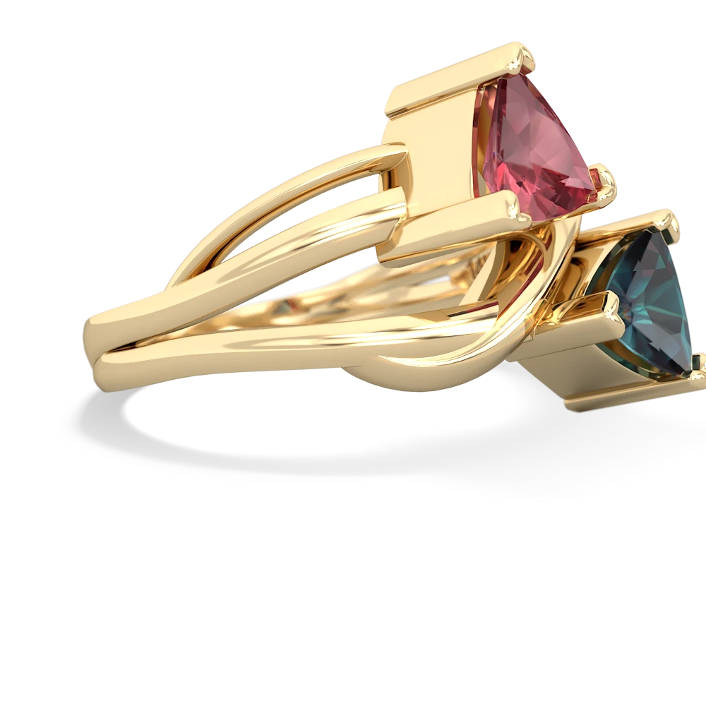 Pink Tourmaline Split Band Swirl 14K Yellow Gold ring R2341