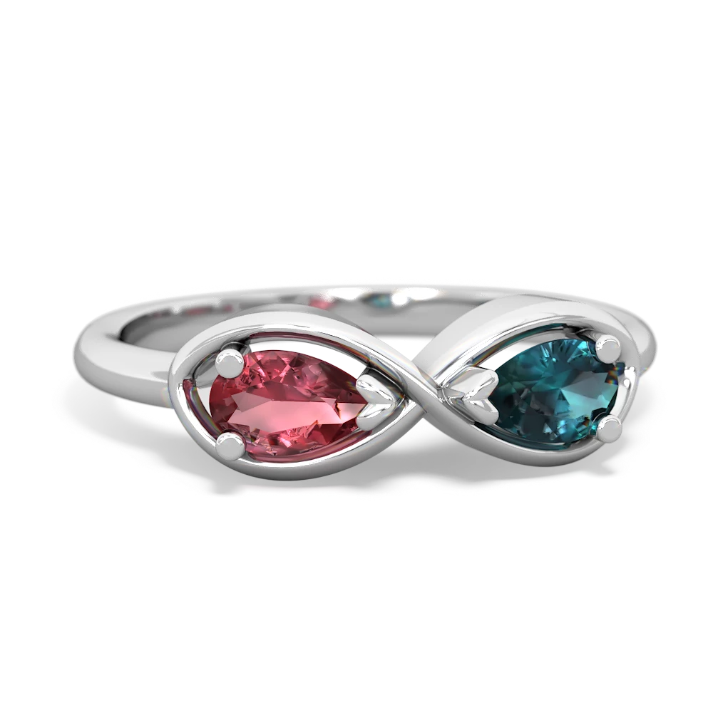 Pink Tourmaline Infinity 14K White Gold ring R5050