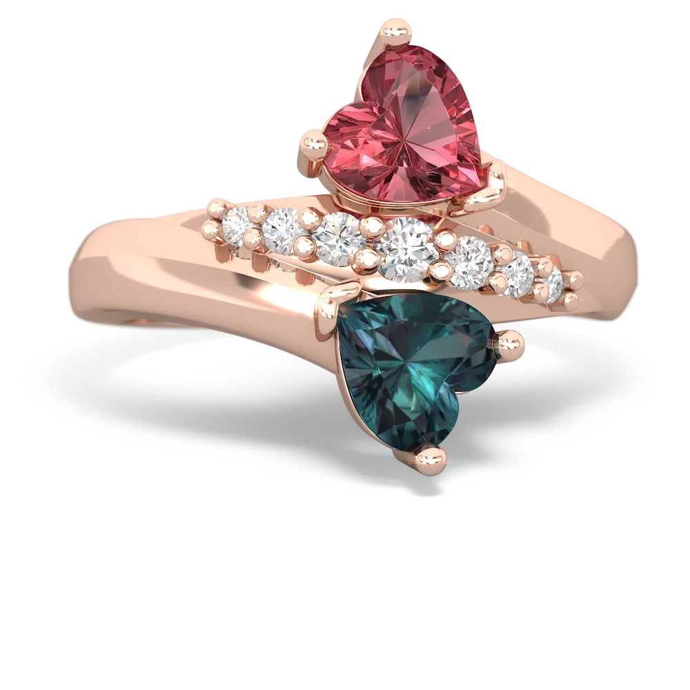 Pink Tourmaline Heart To Heart 14K Rose Gold ring R2064