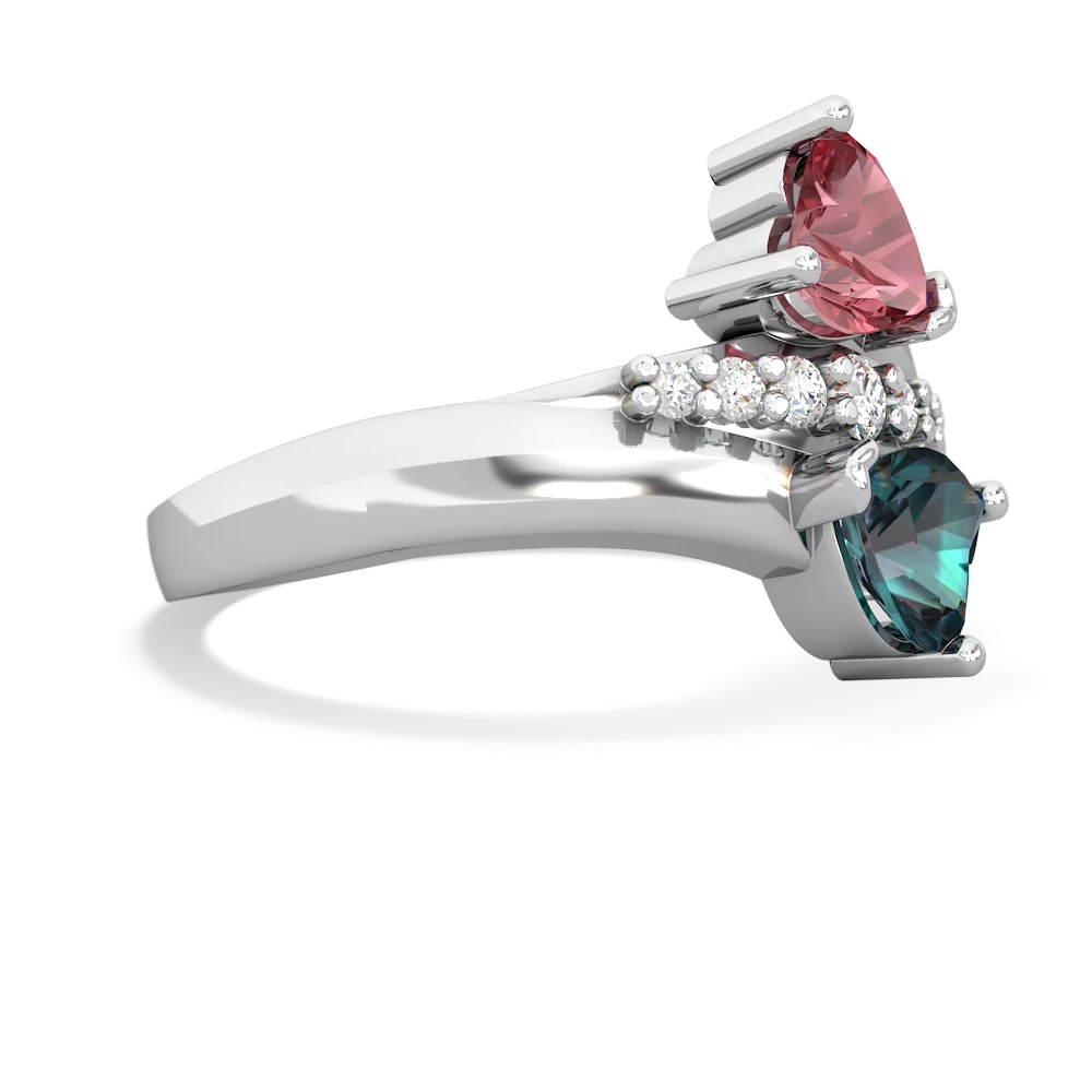 Pink Tourmaline Heart To Heart 14K White Gold ring R2064