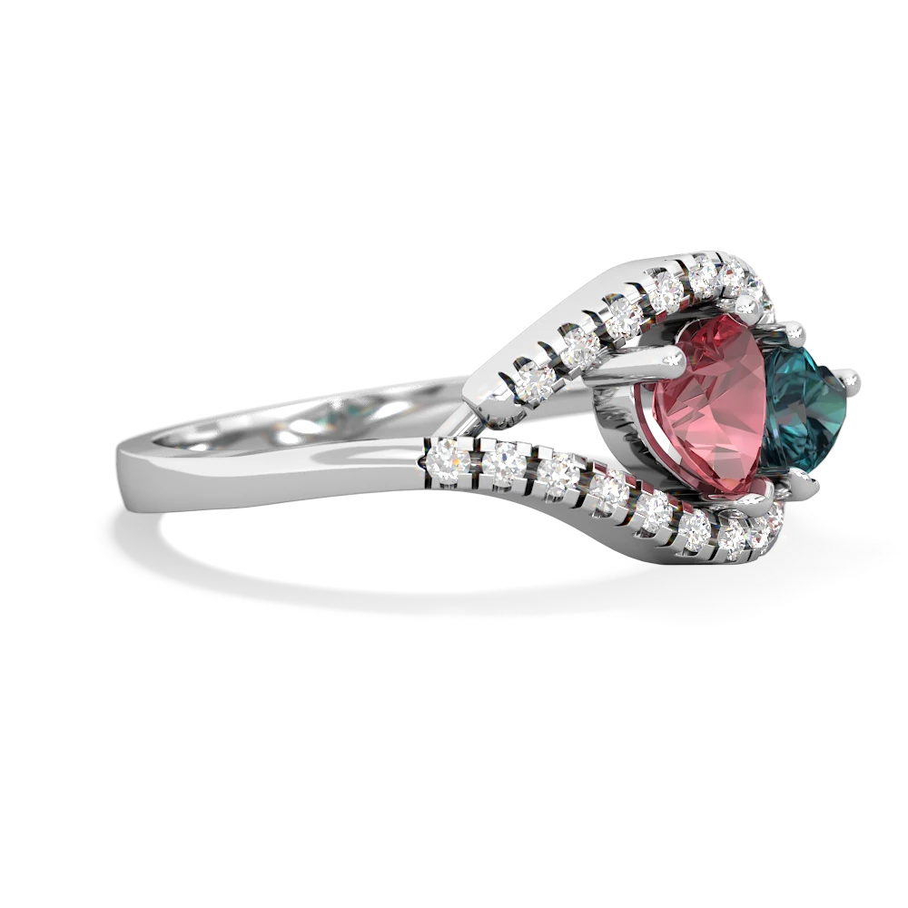 Pink Tourmaline Mother And Child 14K White Gold ring R3010