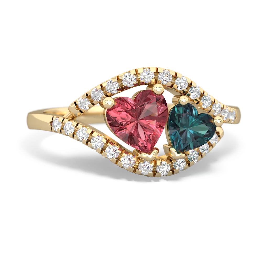 Pink Tourmaline Mother And Child 14K Yellow Gold ring R3010