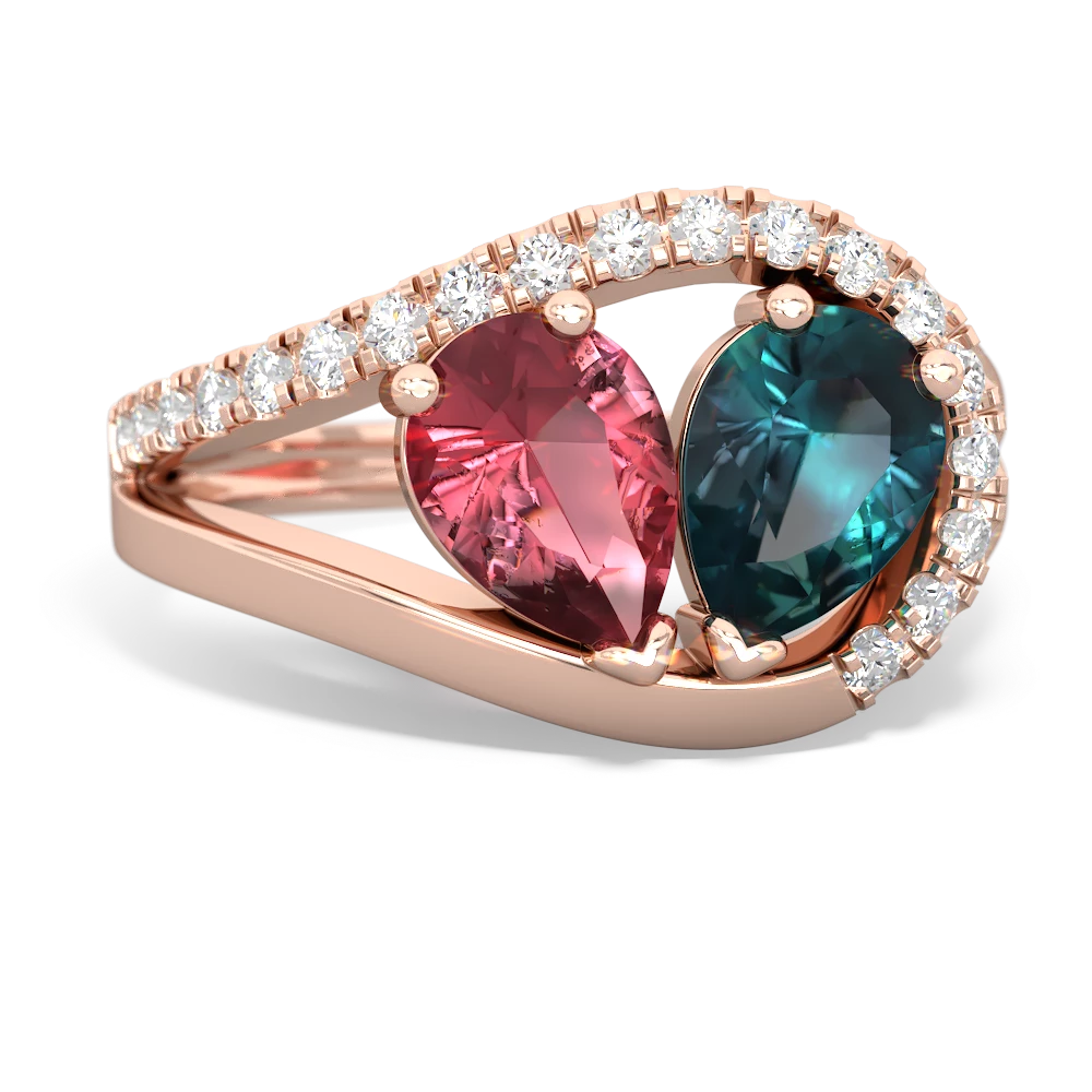 Pink Tourmaline Nestled Heart Keepsake 14K Rose Gold ring R5650