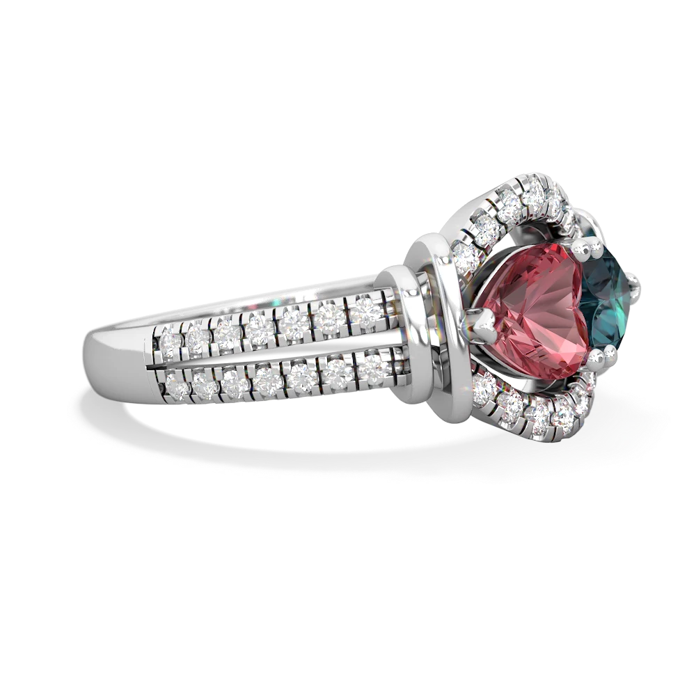 Pink Tourmaline Art-Deco Keepsake 14K White Gold ring R5630