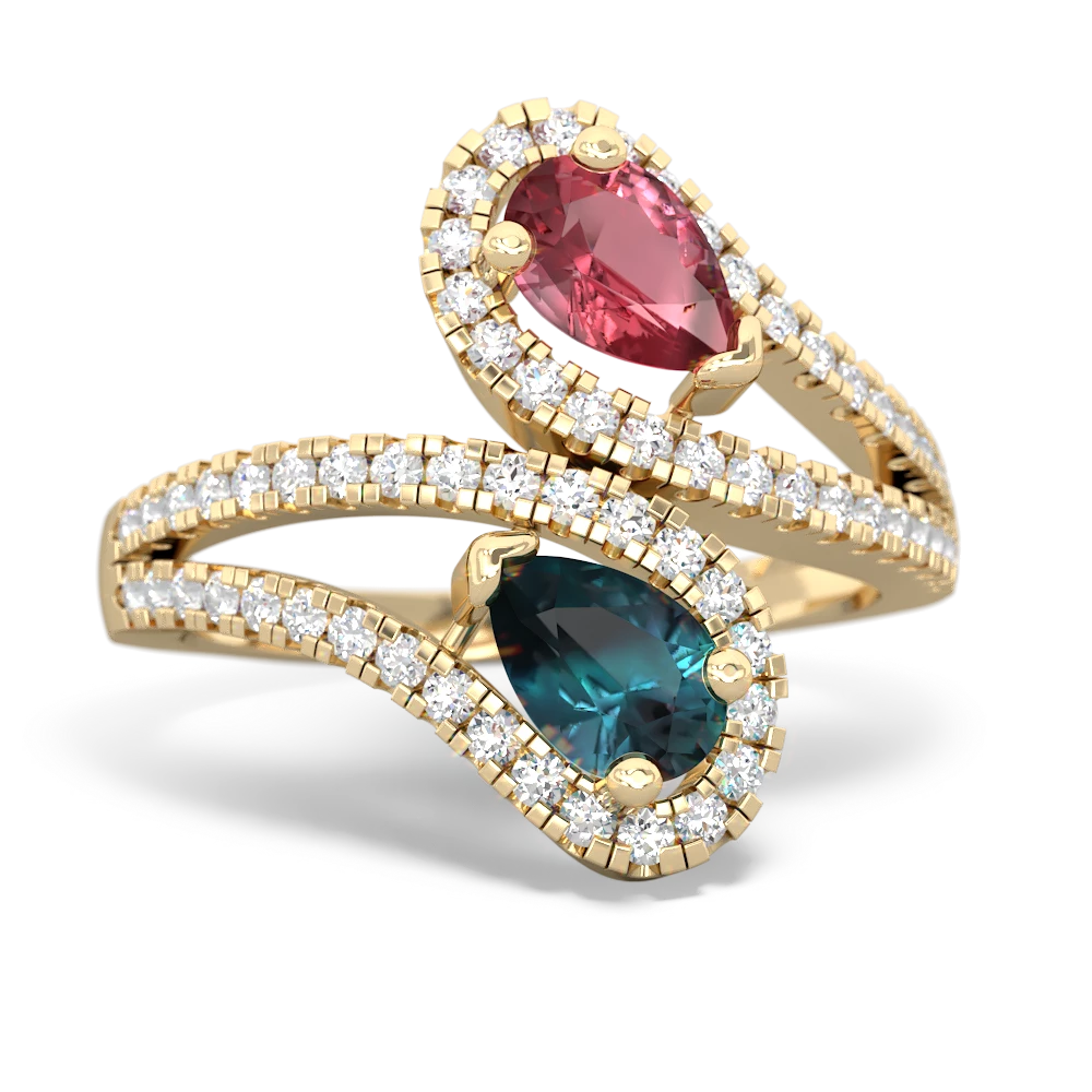 Pink Tourmaline Diamond Dazzler 14K Yellow Gold ring R3000