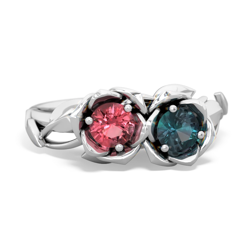 Pink Tourmaline Rose Garden 14K White Gold ring R5510