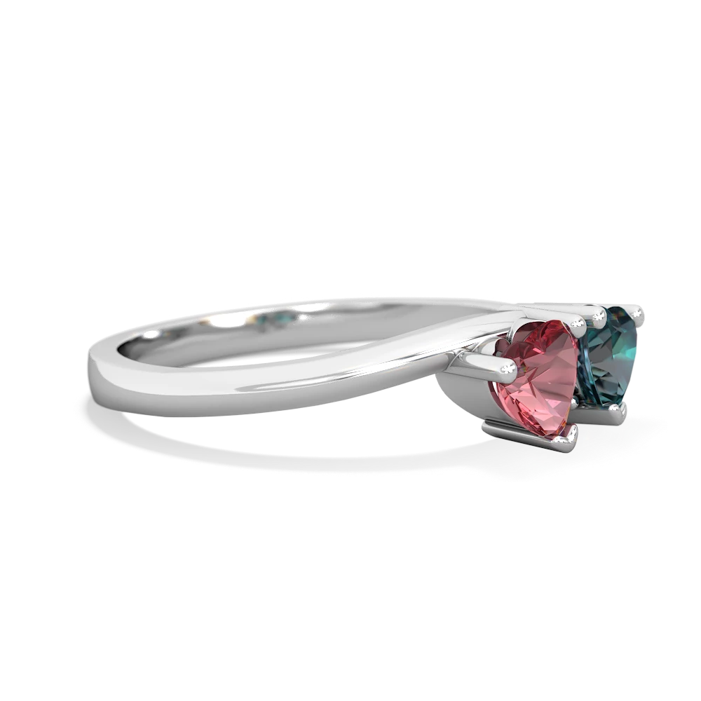 Pink Tourmaline Sweethearts 14K White Gold ring R5260