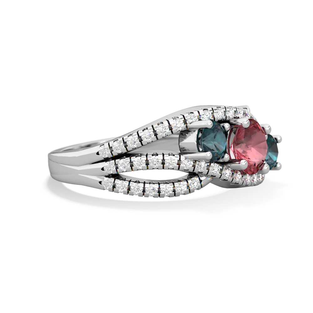 Pink Tourmaline Three Stone Aurora 14K White Gold ring R3080