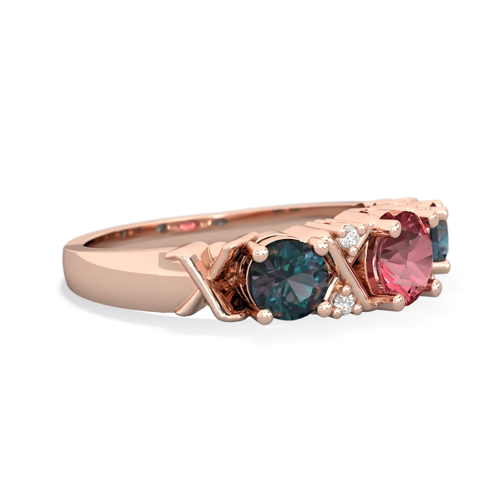 Pink Tourmaline Hugs And Kisses 14K Rose Gold ring R5016