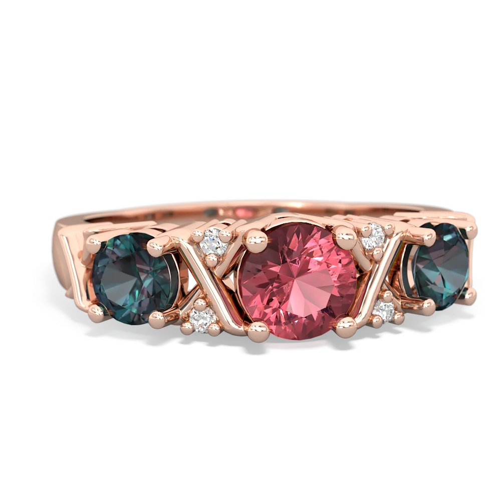 Pink Tourmaline Hugs And Kisses 14K Rose Gold ring R5016