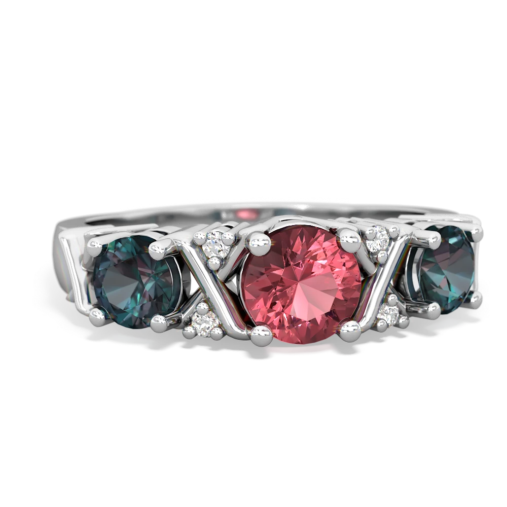 Pink Tourmaline Hugs And Kisses 14K White Gold ring R5016