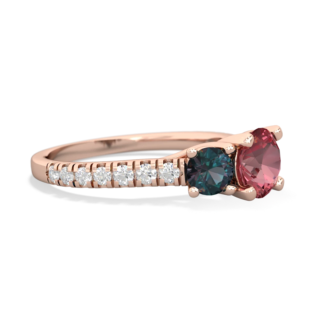 Pink Tourmaline Pave Trellis 14K Rose Gold ring R5500