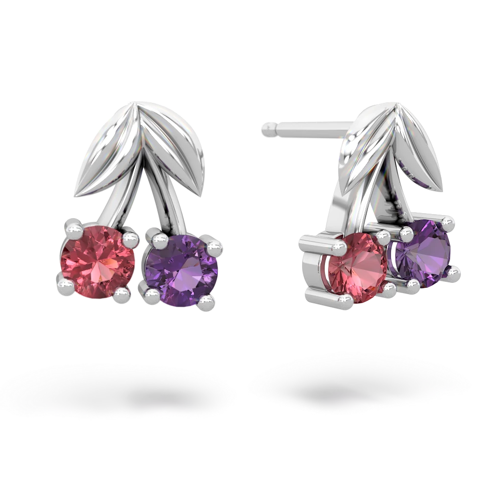 Pink Tourmaline Sweet Cherries 14K White Gold earrings E7001