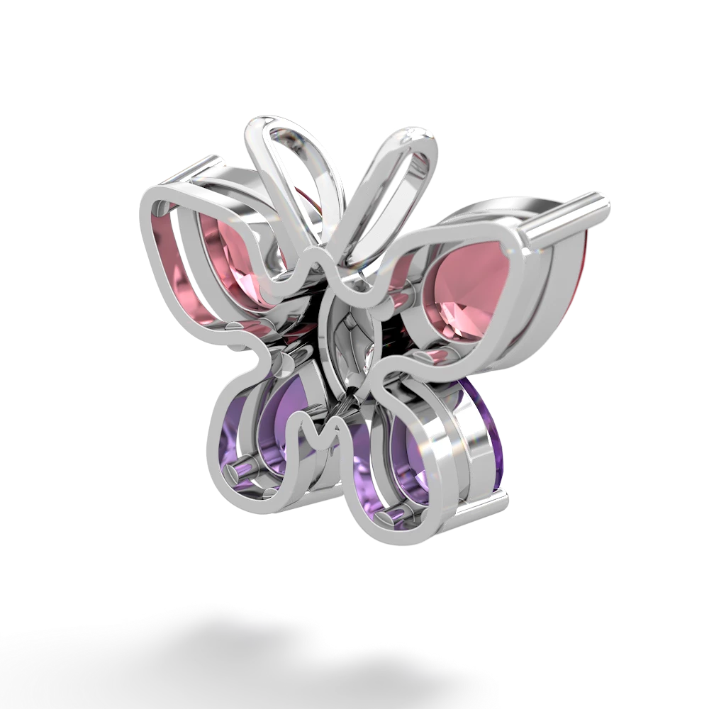 Pink Tourmaline Butterfly 14K White Gold pendant P2215