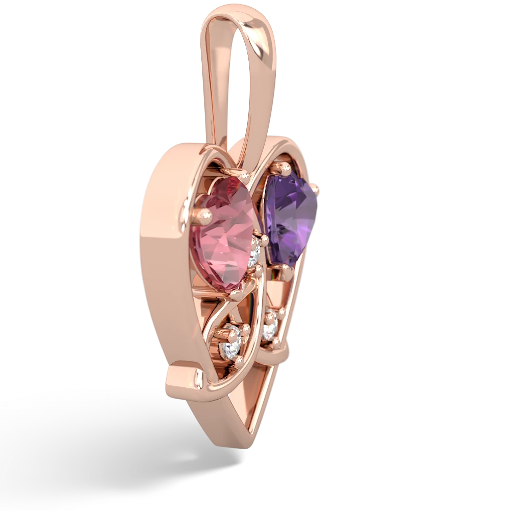 Pink Tourmaline Celtic Trinity Heart 14K Rose Gold pendant P5331
