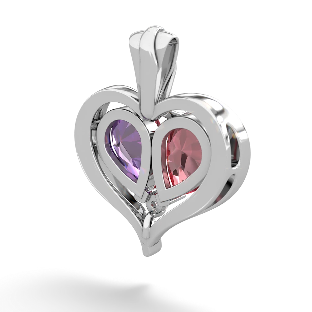 Pink Tourmaline Two Become One 14K White Gold pendant P5330