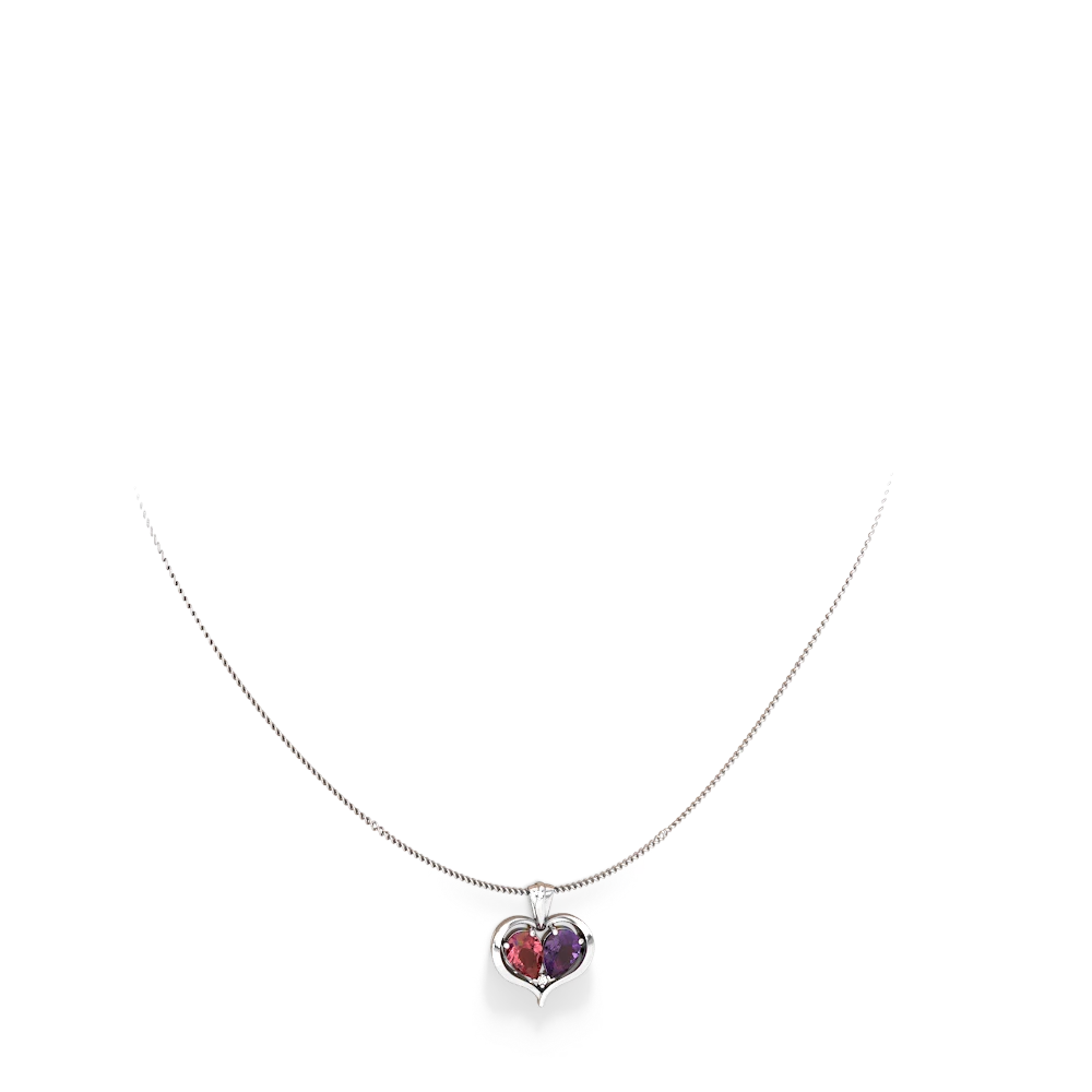 Pink Tourmaline Two Become One 14K White Gold pendant P5330