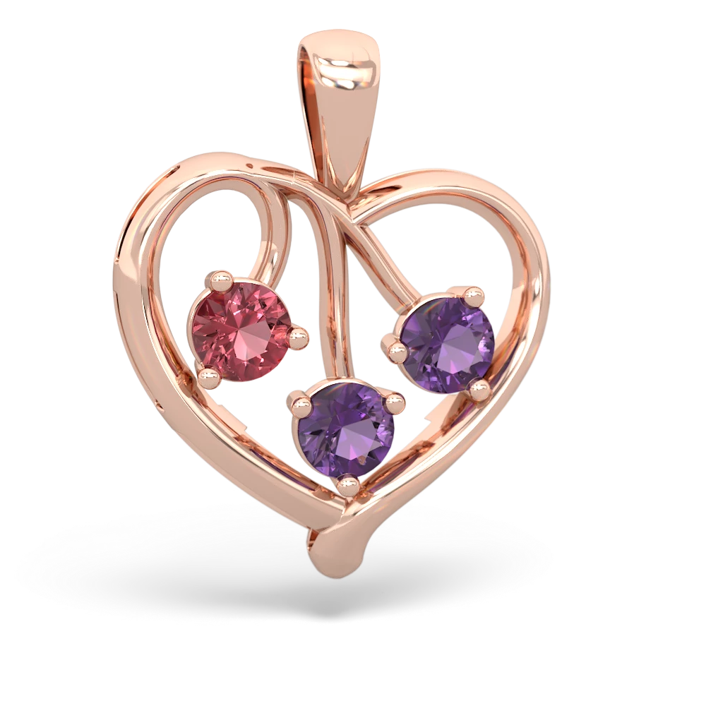 Pink Tourmaline Glowing Heart 14K Rose Gold pendant P2233