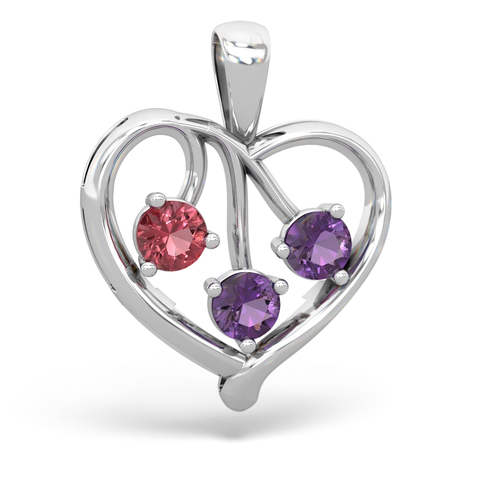 Pink Tourmaline Glowing Heart 14K White Gold pendant P2233