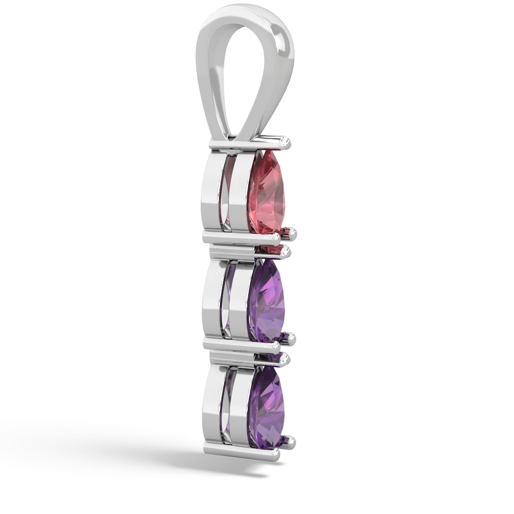 Pink Tourmaline Dew Drops 14K White Gold pendant P2251