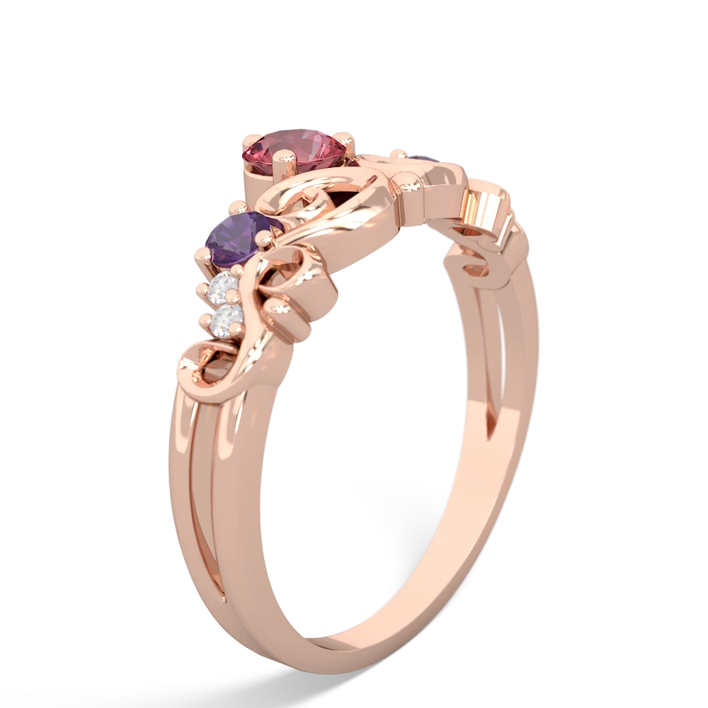 Pink Tourmaline Crown Keepsake 14K Rose Gold ring R5740