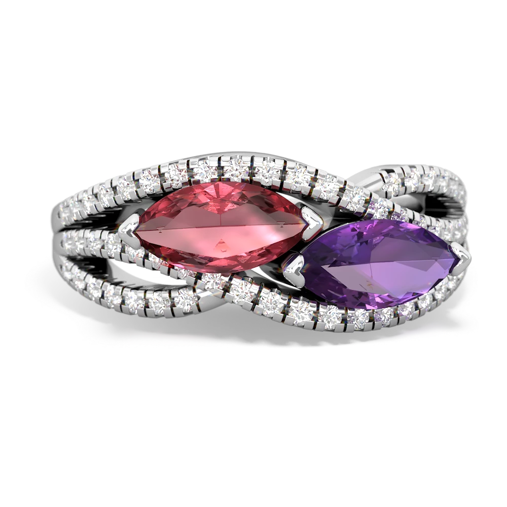 Pink Tourmaline Diamond Rivers 14K White Gold ring R3070