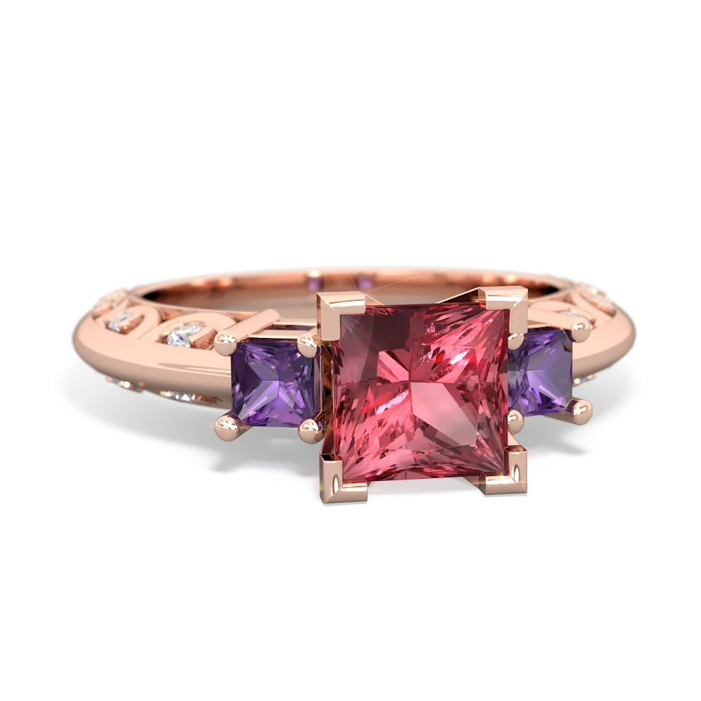 Pink Tourmaline Eternal Embrace Engagement 14K Rose Gold ring C2001