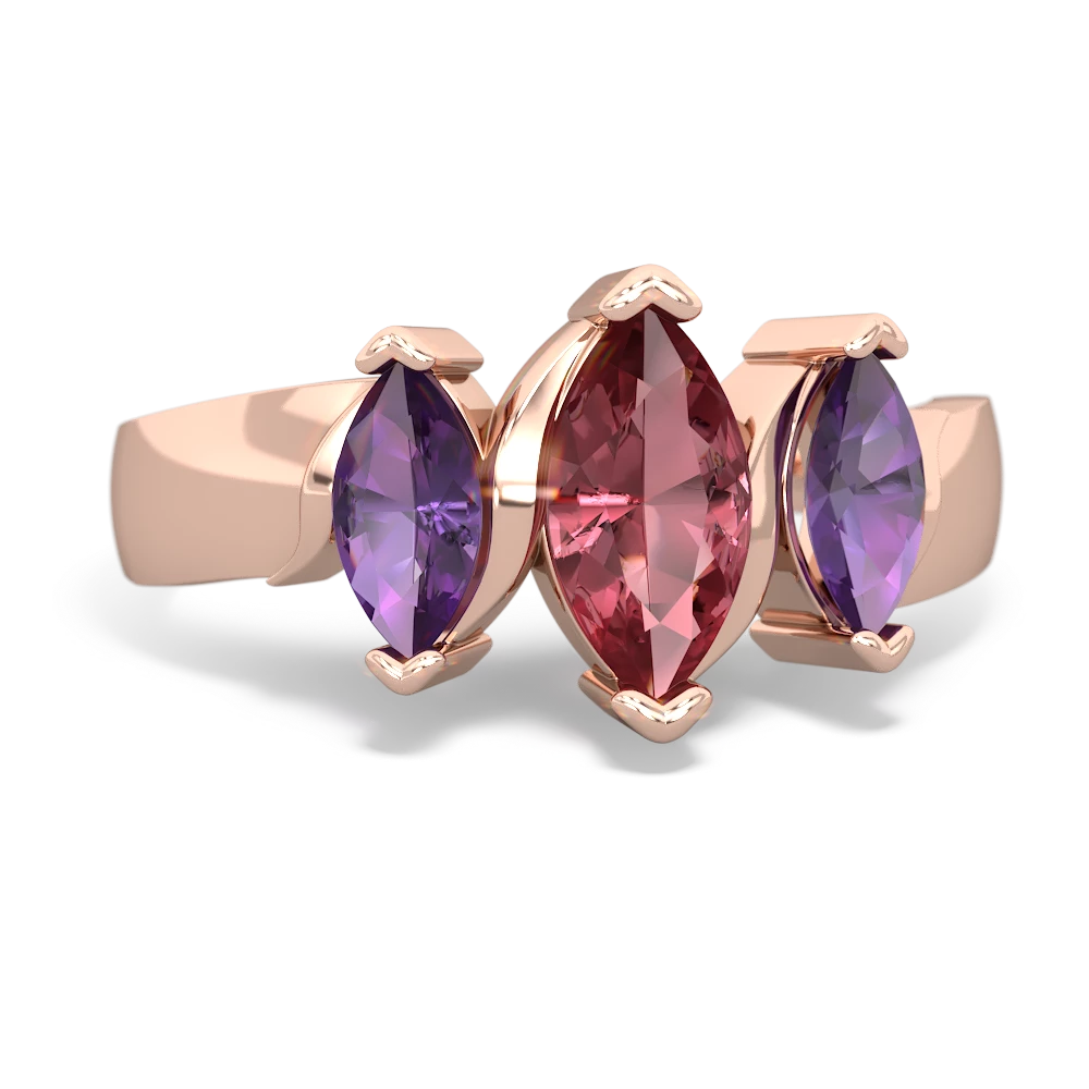 Pink Tourmaline Three Peeks 14K Rose Gold ring R2433