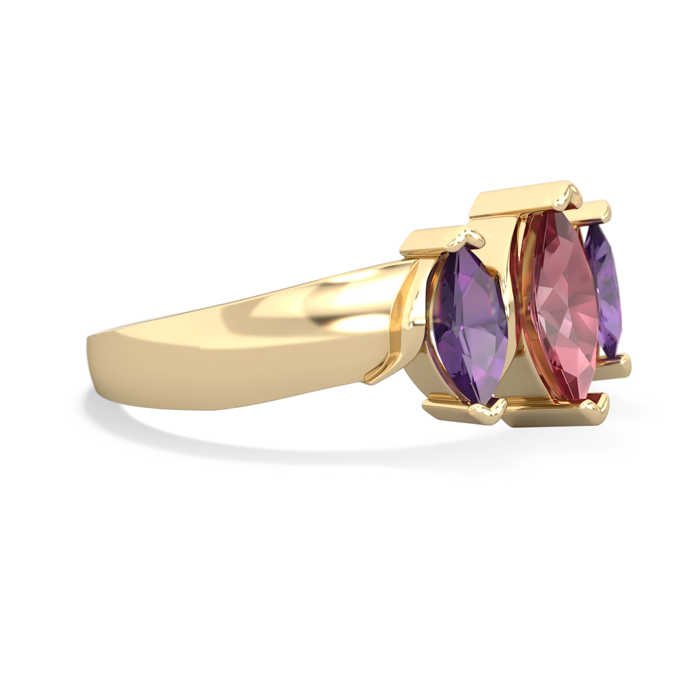 Pink Tourmaline Three Peeks 14K Yellow Gold ring R2433