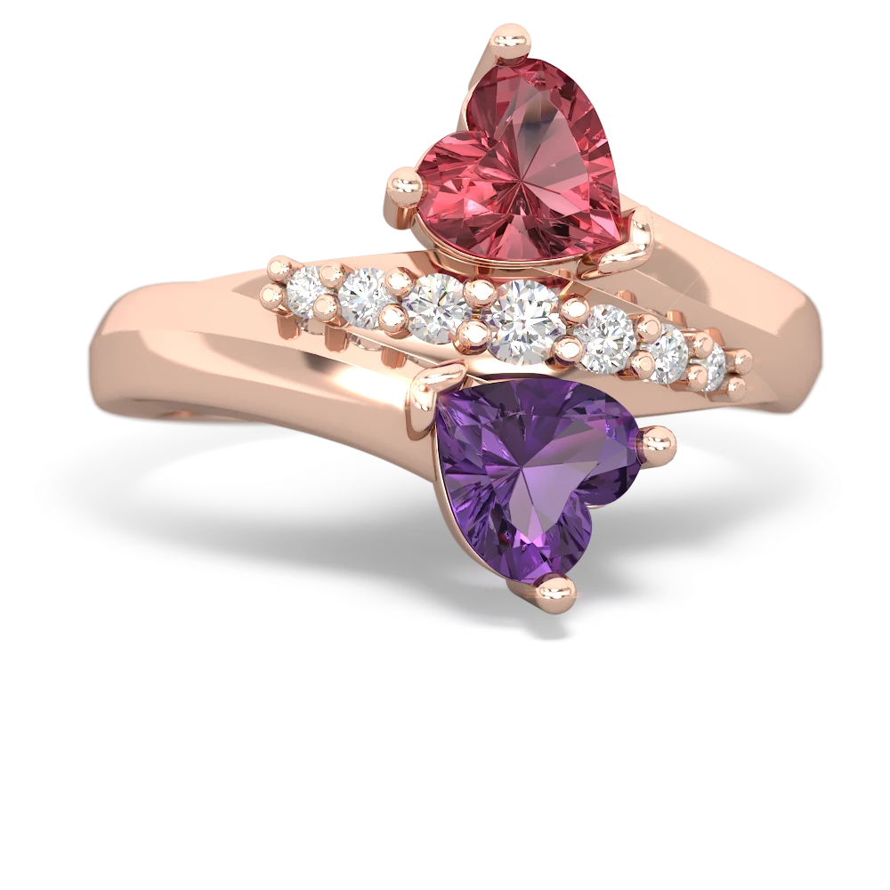 Pink Tourmaline Heart To Heart 14K Rose Gold ring R2064